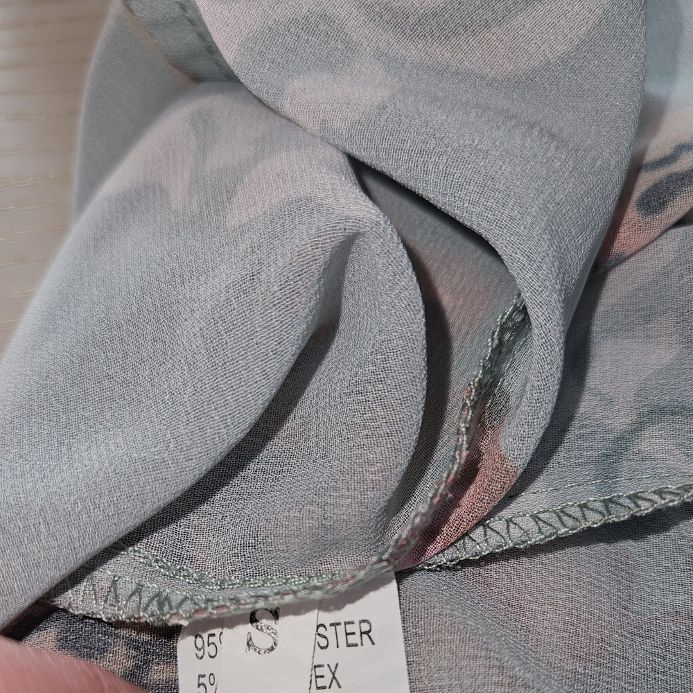 Feitong Floral Chiffon Kimono Cardigan Boho Beach Cover Up Mint Size Small - Picture 8 of 9
